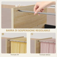 Cassettiera Ufficio con 3 Cassetti e Ruote, Portadocumenti con Barre Regolabili, Rovere e Nero