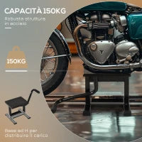 DURHAND Cavalletto Alzamoto in Acciaio max 150kg con Superficie in Gomma e Manovella, 48x34x43 cm, Nero