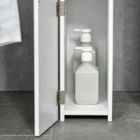 kleankin Colonna Bagno con 2 Ripiani e 2 Armadietti, Mobile Alto Salvaspazio 15.2x29.8x118 cm, Bianco