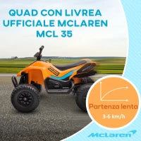 Quad per Bambini 3-8 Anni con Licenza McLaren e Fari LED, 107x71x73.5 cm, Nero e Arancione