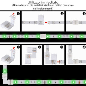 Connettore angolare per striscia led rgb 10mm alta qualità optonica 6621