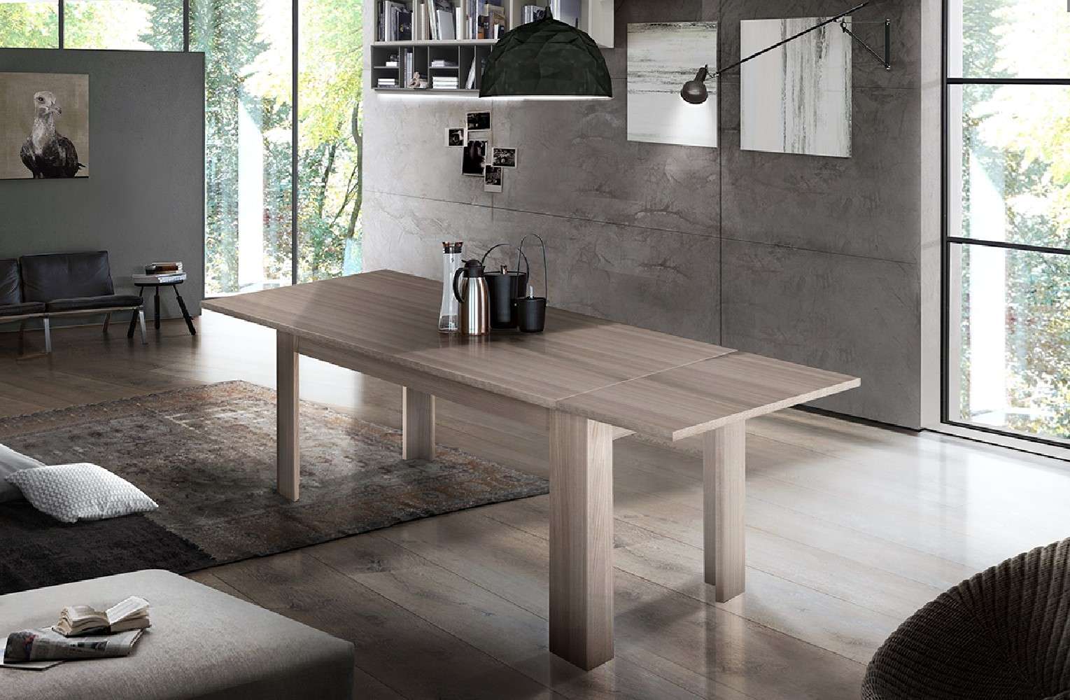 Tavolo allungabile legno di olmo 90x140-190cm per sala da pranzo Jesi Helmi