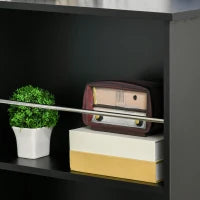 Bancone da Cucina Tavolo Alto con 3 Mensole in Legno, Tavolo da Bar Cucina Arredamento Moderno Casa e Bar, 112x57x106cm, Nero