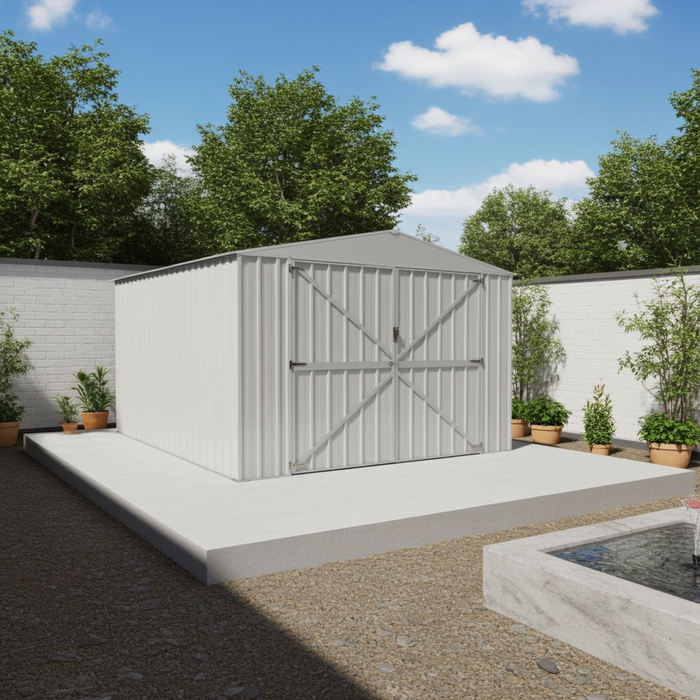 Box in Acciaio Zincato garage deposito attrezzi 360x514cm x h2.32m - 320KG - 18,5mq - BIANCO