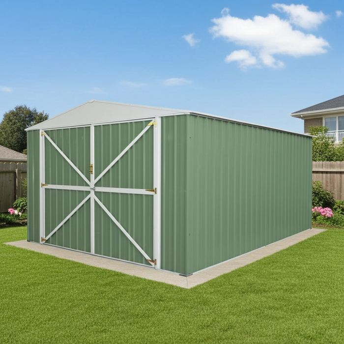 Casetta garage giardino Box in Acciaio Zincato 360x514cm x h2.32m - 320KG - 18,5mq - VERDE