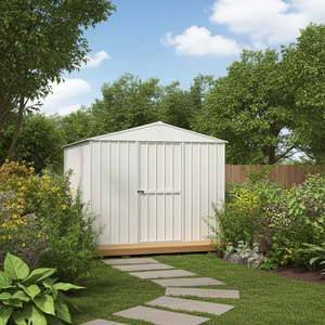 Box in Acciaio Zincato casetta attrezzi in lamiera 276x260cm x h2.12m - 110KG - 7,2mq- BIANCO