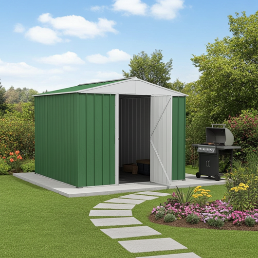 Box porta attrezzi casetta in Acciaio Zincato 276x260cm x h2.12m - 110KG - 7,2mq - VERDE