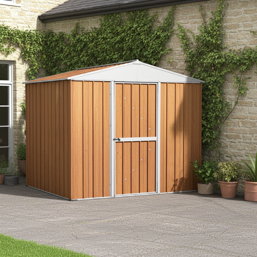 Box lamiera giardino casetta attrezzi in Acciaio Zincato 276x260cm x h2.12m - 110KG - 7,2mq - LEGNO