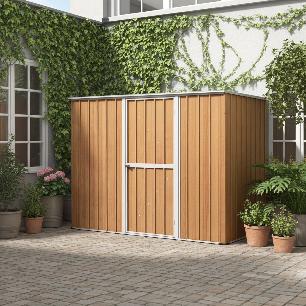Casetta attrezzi Box garage in Acciaio Zincato 260x185cm x h1.92m - 85kg - 4,81 mq - LEGNO