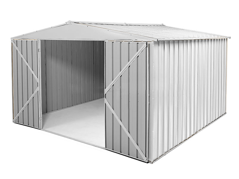 Box in Acciaio Zincato garage attrezzi lamiera 360x3.45cm x h2.12m - 150KG - 12,42mq - BIANCO