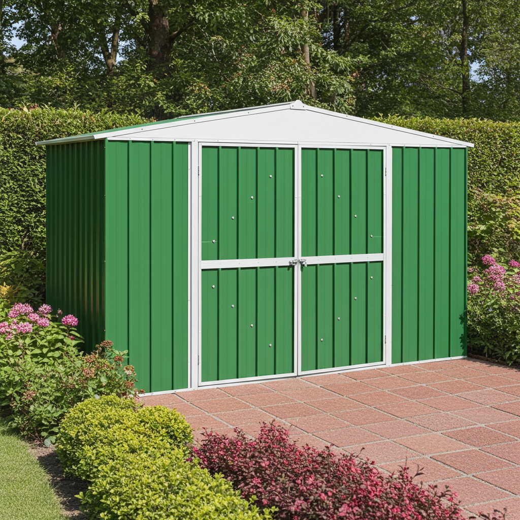 Box in lamiera casetta giardino Acciaio Zincato 360x345cm x h2.12m - 150KG - 12,42 mq - VERDE