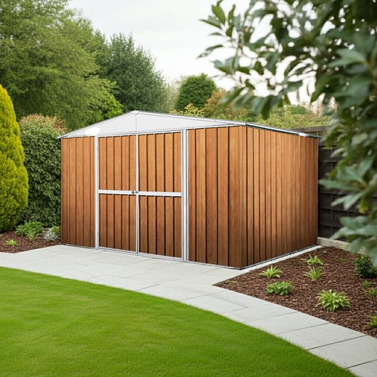 Casetta giardino lamiera Box in Acciaio Zincato 360x345cm x h2.12m - 150KG - 12,42mq - LEGNO