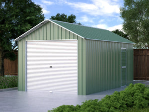 Box container garage auto con saracinesca in lamiera di Acciaio Zincato 360x610cm x h 3,15m - 470KG - 21,96 mq - VERDE