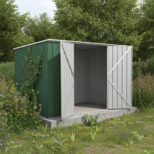 Casetta giardino lamiera Box in Acciaio Zincato 345x186cm x h1.92m - 98KG - 6.42mq - VERDE