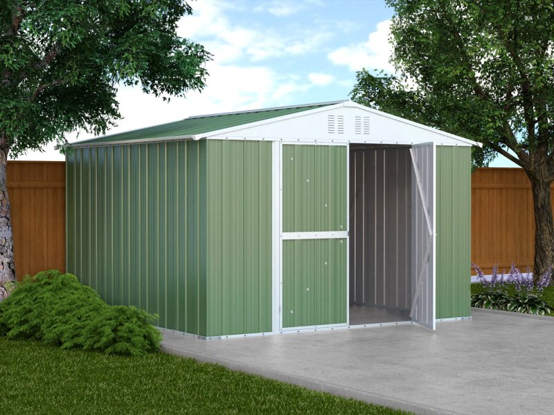 Box lamiera giardino casetta attrezzi in Acciaio Zincato 327x307cm x h2.15m - 145KG - 10,04mq - VERDE