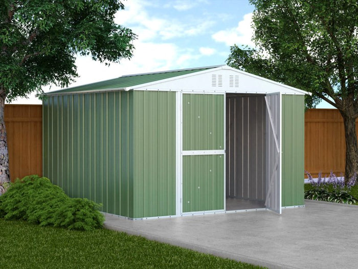 Box lamiera giardino casetta attrezzi in Acciaio Zincato 327x307cm x h2.15m - 145KG - 10,04mq - VERDE