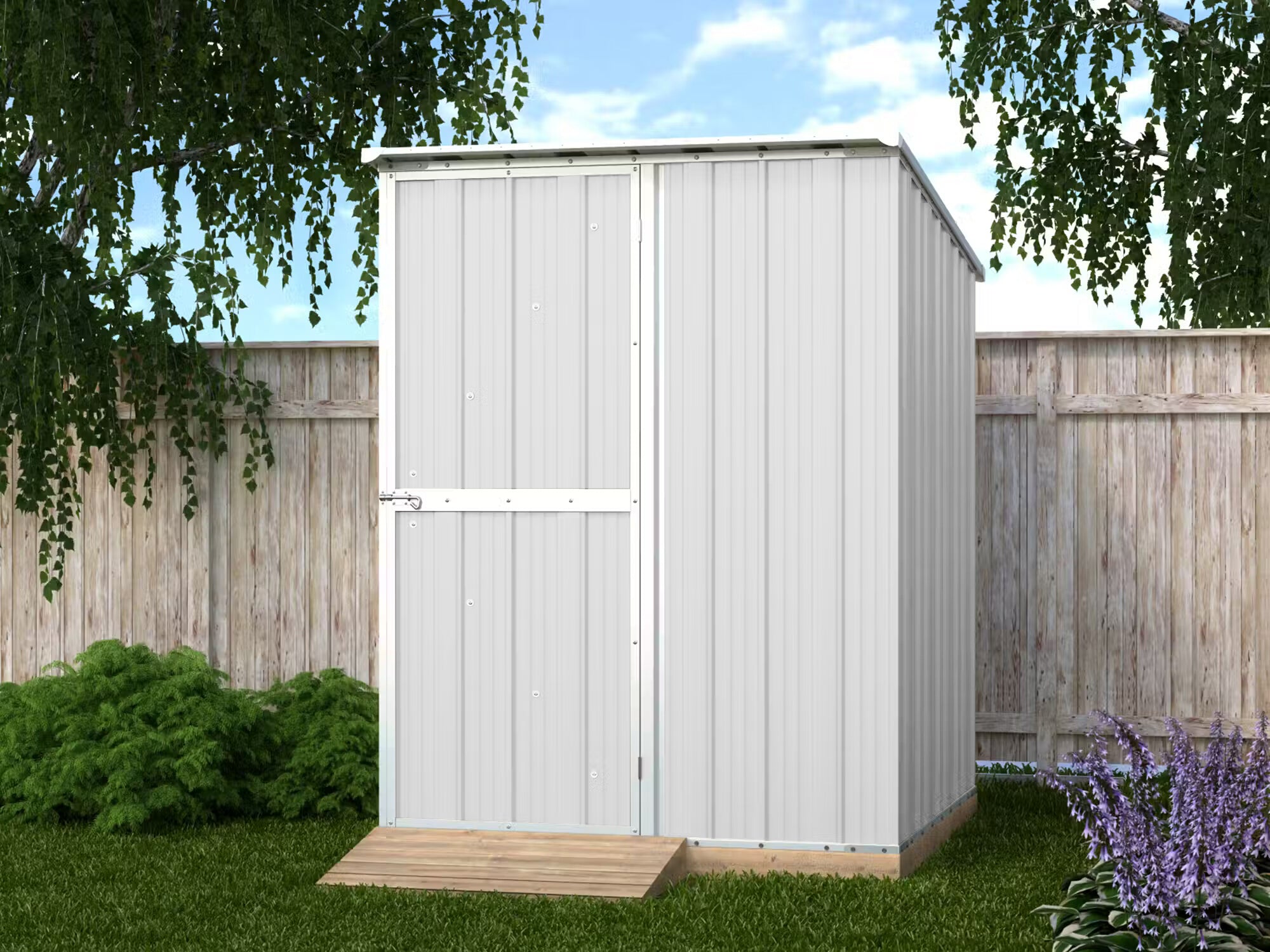 Box in Acciaio Zincato Casetta da Giardino in Lamiera 1.55 x 1.75 m x h2.02 m - 60 KG – 2.71 mq - colore bianco