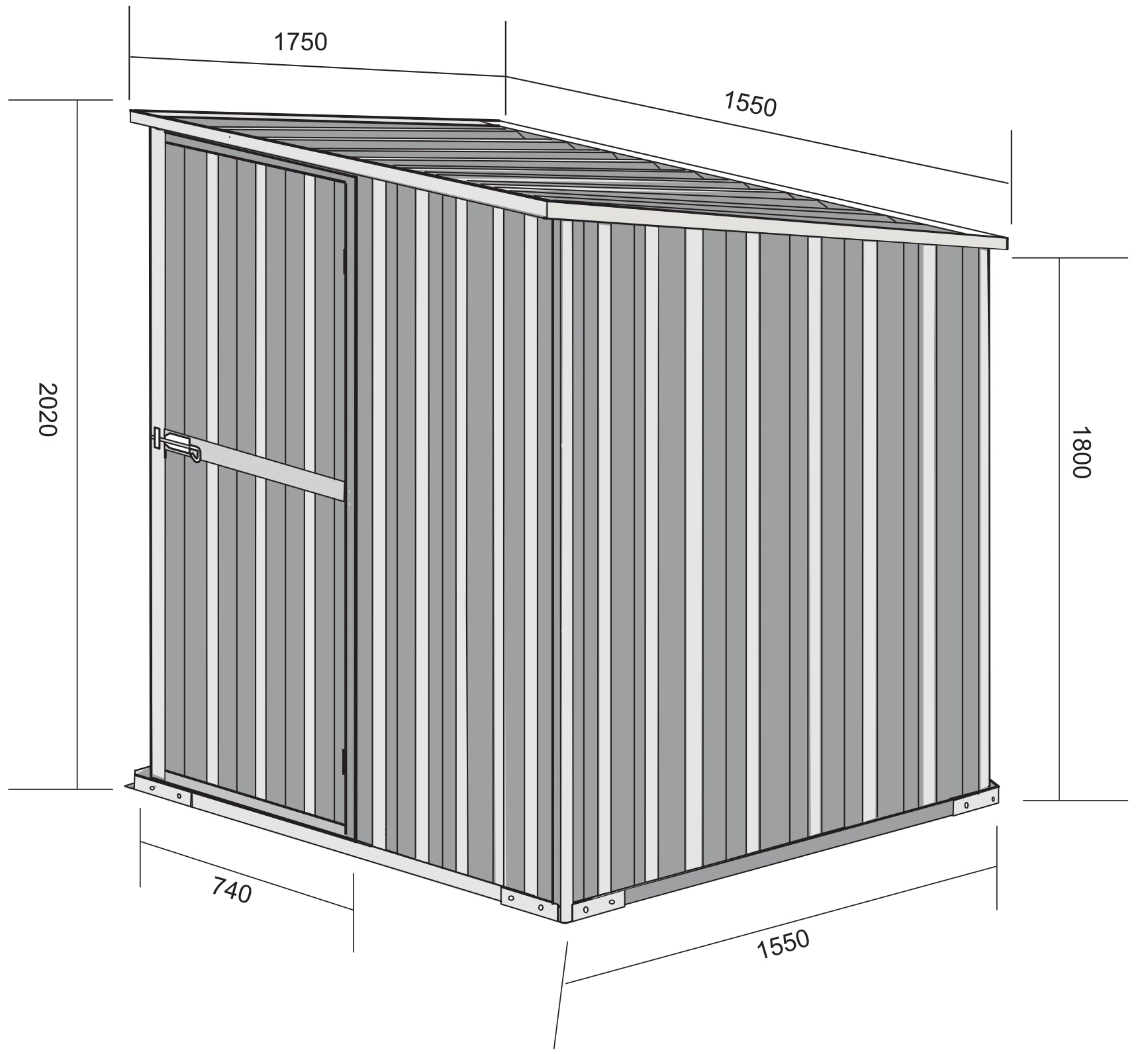 Box in Acciaio Zincato Casetta da Giardino in Lamiera 1.55 x 1.75 m x h2.02 m - 60 KG – 2.71 mq - colore effetto legno