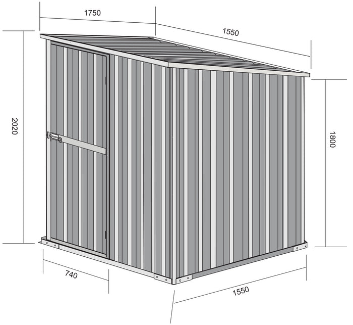 Box in Acciaio Zincato Casetta da Giardino in Lamiera 1.55 x 1.75 m x h2.02 m - 60 KG – 2.71 mq - colore effetto legno