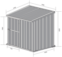 Box in Acciaio Zincato Casetta da Giardino in Lamiera 1.55 x 1.75 m x h2.02 m - 60 KG – 2.71 metri quadri - FINITURA LEGNO