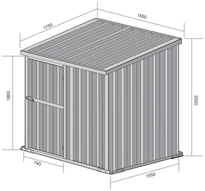Box in Acciaio Zincato Casetta da Giardino in Lamiera 1.55 x 1.75 m x h2.02 m - 60 KG – 2.71 metri quadri - FINITURA LEGNO