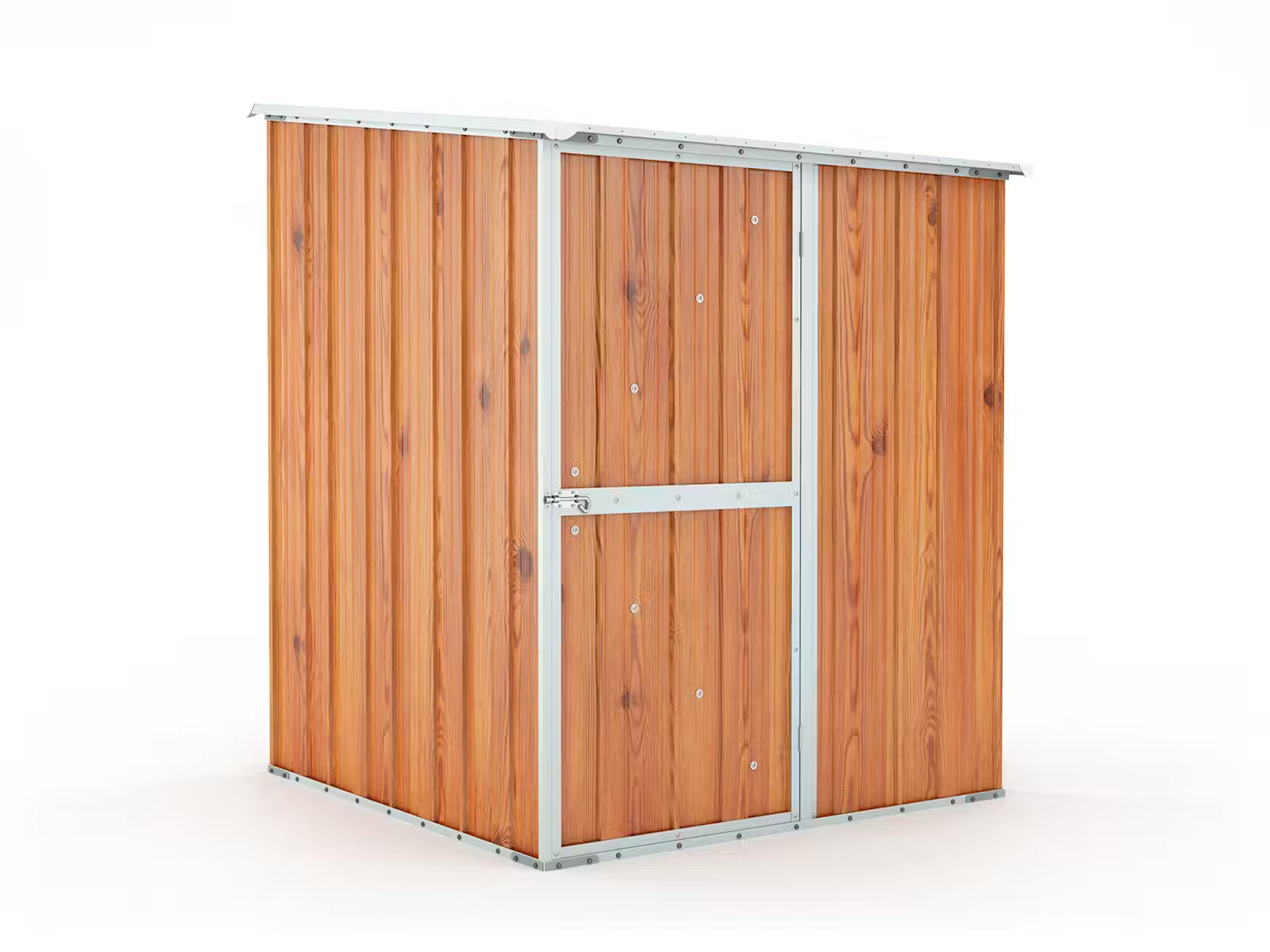 Box in Acciaio Zincato Casetta da Giardino in Lamiera 1.55 x 1.75 m x h2.02 m - 60 KG – 2.71 metri quadri - FINITURA LEGNO