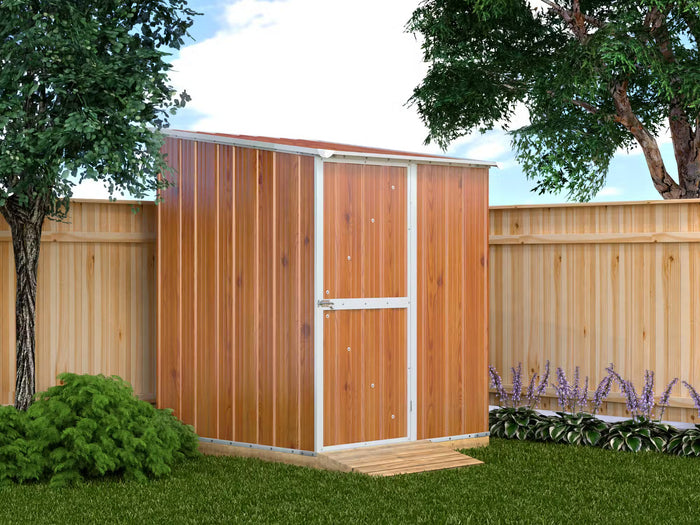 Box in Acciaio Zincato Casetta da Giardino in Lamiera 1.55 x 1.75 m x h2.02 m - 60 KG – 2.71 metri quadri - FINITURA LEGNO