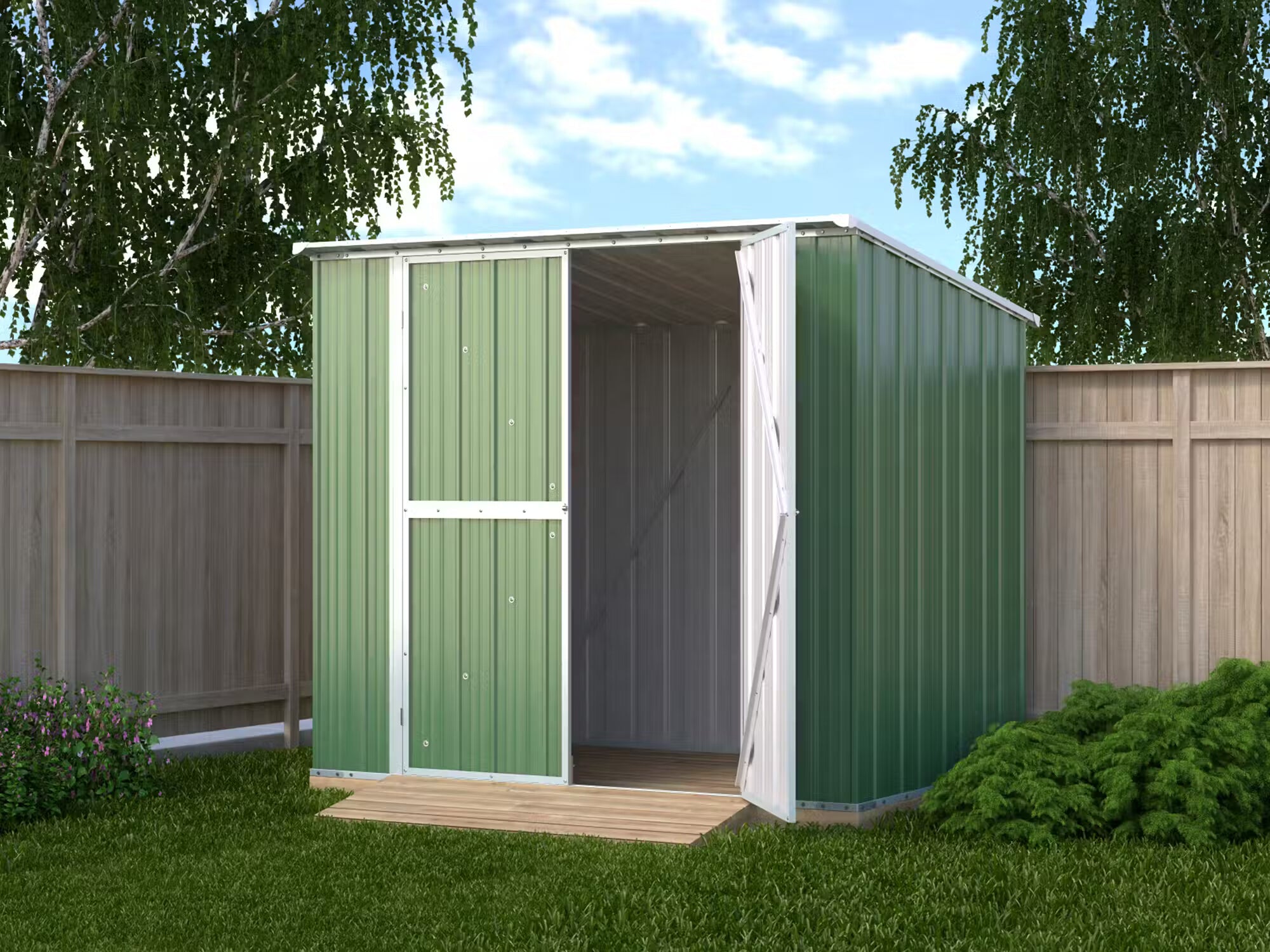 Box in Acciaio Zincato Casetta da Giardino in Lamiera 2.31 x 1.75 m x h2.02 m - 81 KG – 4.04 metri quadri - VERDE