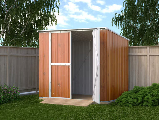 Box in Acciaio Zincato Casetta da Giardino in Lamiera 2.31 x 1.75 m x h2.02 m - 81 KG – 4.04 metri quadri - FINITURA LEGNO