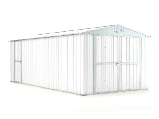 Box in lamiera garage auto Acciaio Zincato 327x611cm x h2.35m - 346KG - 19,98mq - BIANCO