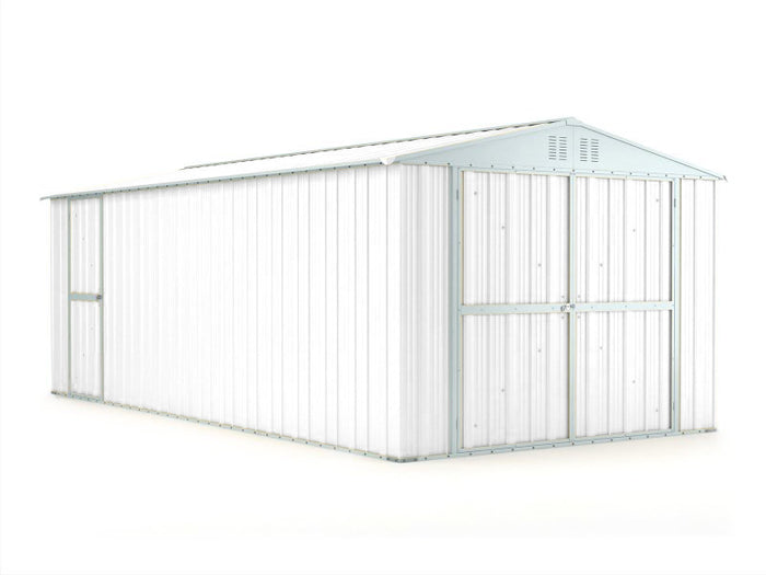 Box in lamiera garage auto Acciaio Zincato 327x611cm x h2.35m - 346KG - 19,98mq - BIANCO