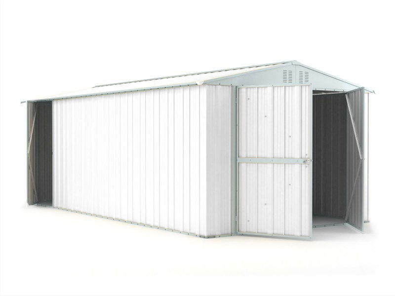 Box in lamiera garage auto Acciaio Zincato 327x611cm x h2.35m - 346KG - 19,98mq - BIANCO