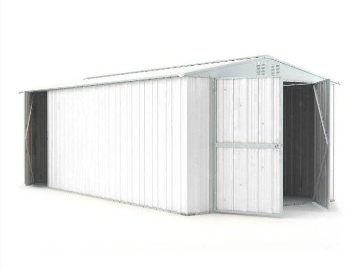 Box in lamiera garage auto Acciaio Zincato 327x611cm x h2.35m - 346KG - 19,98mq - BIANCO