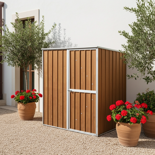 Box lamiera deposito attrezzi in Acciaio Zincato 175x185cm x h1.92m - 70KG - 2,92mq - LEGNO