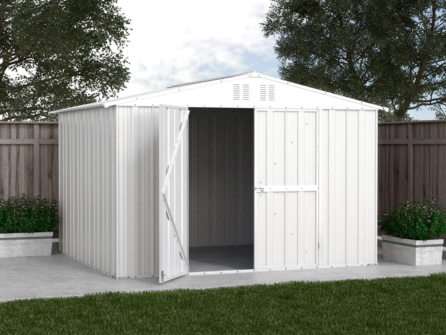 Box in lamiera zincata per esterno 327x269cm x h 215cm - 132 kg - 8,80mq BIANO