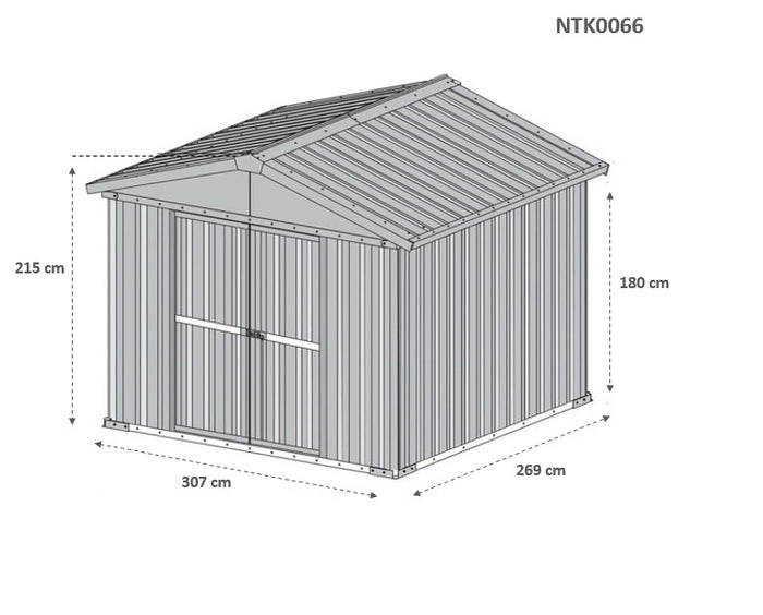 Box in lamiera zincata per esterno 327x269cm x h 215cm - 132 kg - 8,80mq BIANO