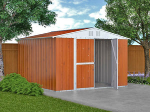 Deposito attrezzi box acciaio capanno lamiera zincata 327x269cm x h 215cm - 132 kg - 8,80mq LEGNO