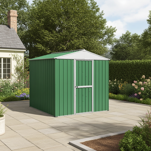 Deposito attrezzi giardino in lamiera di acciaio zincata 275x175cm x h 212cm - 87 kg - 4,81mq VERDE