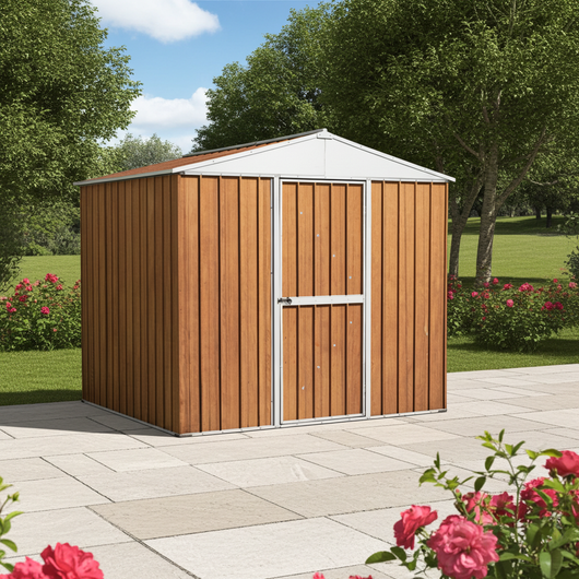 Capanno baracca in lamiera di acciaio casetta giardino porta attrezzi 275x175cm x h 212cm - 87 kg - 4,81mq LEGNO