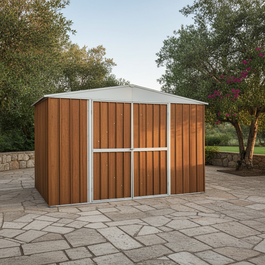 Capanno rimessa attrezzi per esterno casetta giardino box in lamiera 360x175cm x h 212cm - 110 kg - 6,30 mq LEGNO