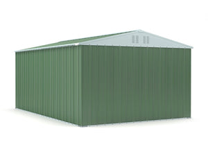 Box giardino in acciaio deposito attrezzi utensili capanno in lamiera zincata 327x459cm x h 215cm - 201 kg - 15,01 mq VERDE