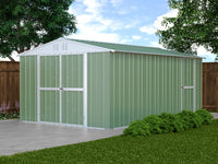 Box giardino in acciaio deposito attrezzi utensili capanno in lamiera zincata 327x459cm x h 215cm - 201 kg - 15,01 mq VERDE