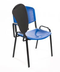 Set di 6 sedie impilabili in plastica blu con Ribaltina scrittoio tavoletta per sala conferenza meeting e convegni