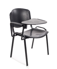 Set di 6 sedie impilabili in plastica nera con Ribaltina scrittoio tavoletta per sala conferenza meeting e convegni