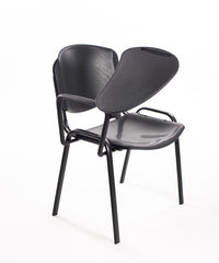 Set di 6 sedie impilabili in plastica nera con Ribaltina scrittoio tavoletta per sala conferenza meeting e convegni