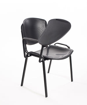 Set di 6 sedie impilabili in plastica nera con Ribaltina scrittoio tavoletta per sala conferenza meeting e convegni