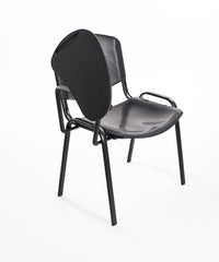 Set di 6 sedie impilabili in plastica nera con Ribaltina scrittoio tavoletta per sala conferenza meeting e convegni