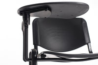 Set di 6 sedie impilabili in plastica nera con Ribaltina scrittoio tavoletta per sala conferenza meeting e convegni