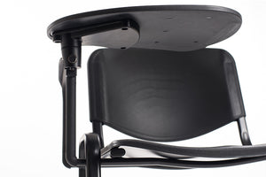 Set di 6 sedie impilabili in plastica nera con Ribaltina scrittoio tavoletta per sala conferenza meeting e convegni