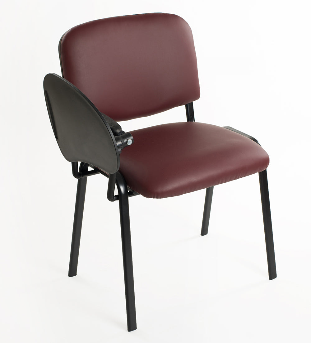 Set di 6 sedie impilabili in Ecopelle Bordeaux con Ribaltina scrittoio tavoletta per studio sala conferenza convegni